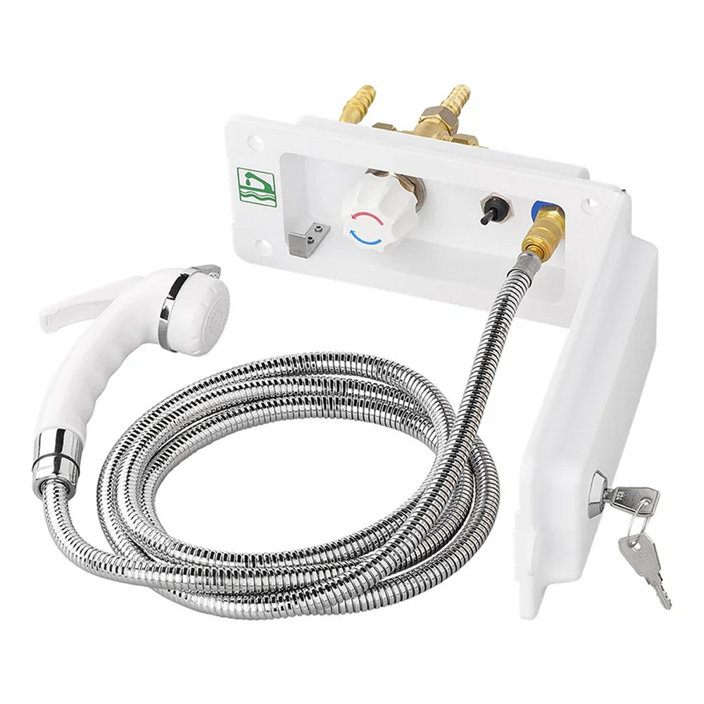 ProPlus 151218S Außenduschanschluss mit Brauseschlauch und Duschkopf Charisma Außendusche