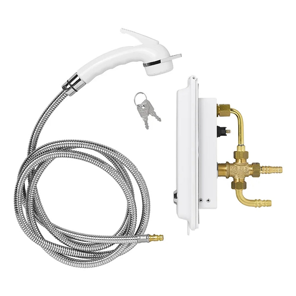 ProPlus 151218S Außenduschanschluss mit Brauseschlauch und Duschkopf Charisma Außendusche