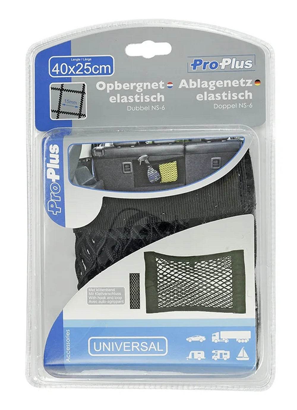 ProPlus 230106 Ablagenetz elastisch 400x250mm doppel mit Klettverschluss NS-6