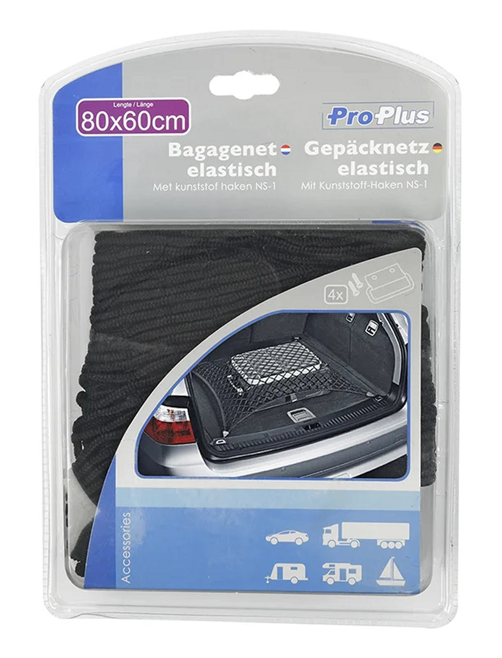 ProPlus 230114 Ablagenetz elastisch 80x60cm mit Kunststoff Haken NS-1