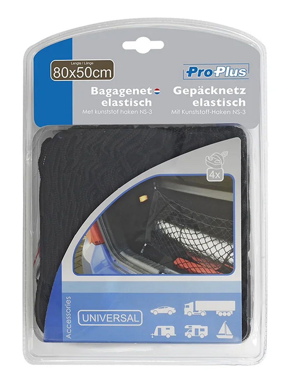 ProPlus 230122 Ablagenetz elastisch 80x50cm doppel mit Kunststoff Haken NS-3