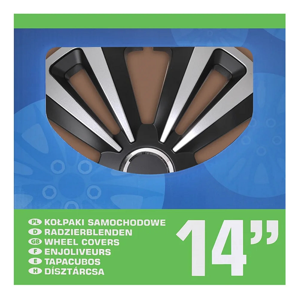 ProPlus 310864S Satz Radblenden Radkappen Terra Silber/Schwarz 14 Zoll 4 Stück