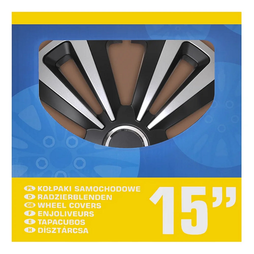 ProPlus 310866S Satz Radblenden Radkappen Terra Silber/Schwarz 15 Zoll 4 Stück