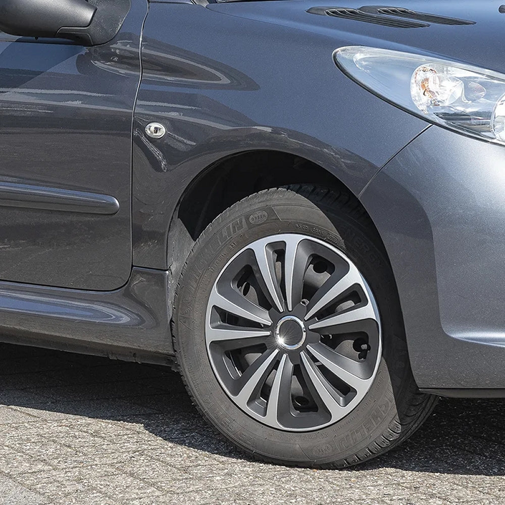 ProPlus 310866S Satz Radblenden Radkappen Terra Silber/Schwarz 15 Zoll 4 Stück
