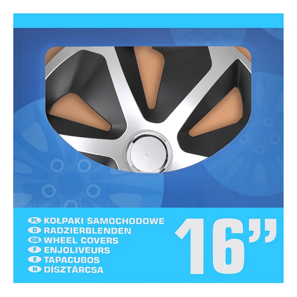ProPlus 310876S Satz Radblenden Radkappen Roco Silber/Schwarz 16 Zoll 4 Stück