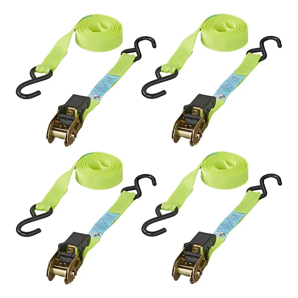 ProPlus 320205 Set 4 Stück Spanngurt mit Ratsche + 2 Haken 5 Meter