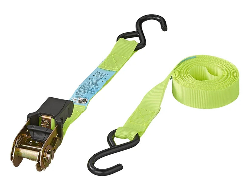 ProPlus 320205 Set 4 Stück Spanngurt mit Ratsche + 2 Haken 5 Meter