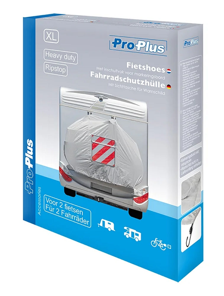 ProPlus 330286V02 Fahrradschutzhülle XL für 2 Fahrräder mit Sichttasche für Warnschild
