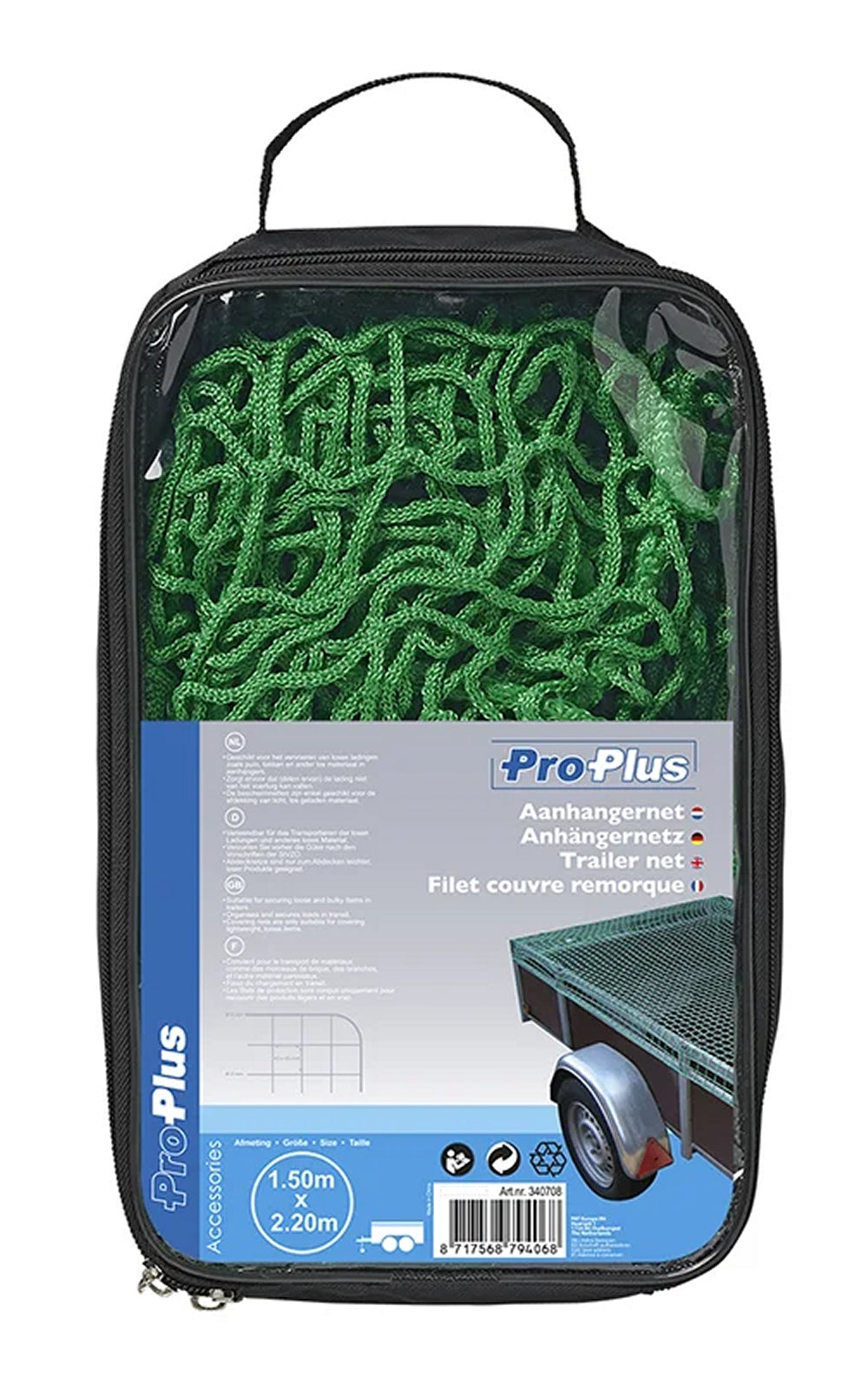 ProPlus 340708 Ladungssicherungsnetz Anhängernetz 1,5 x 2,2m mit festem Seil