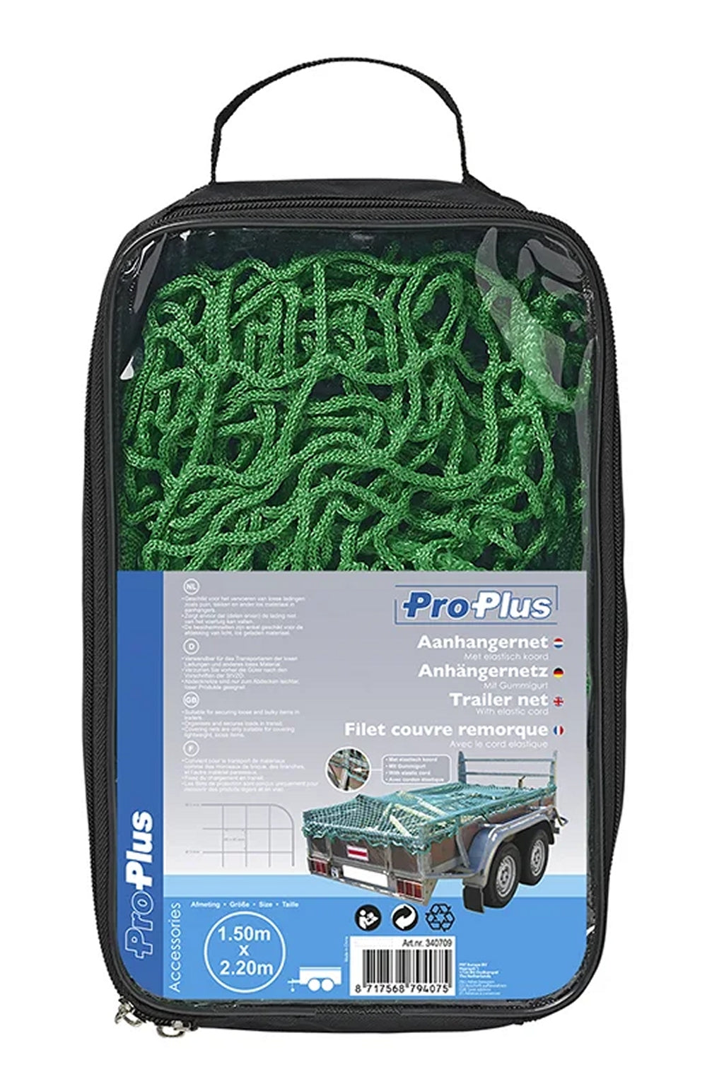 ProPlus 340709 Ladungssicherungsnetz Anhängernetz 1,5 x 2,2m mit GUMMIZUG