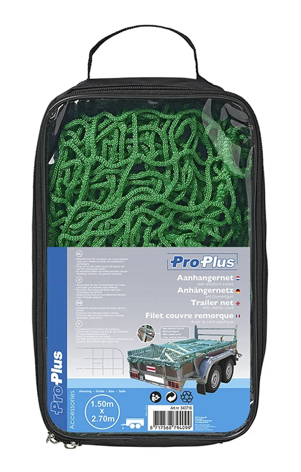 ProPlus 340716 Ladungssicherungsnetz Anhängernetz 1,5 x 2,7m mit GUMMIZUG