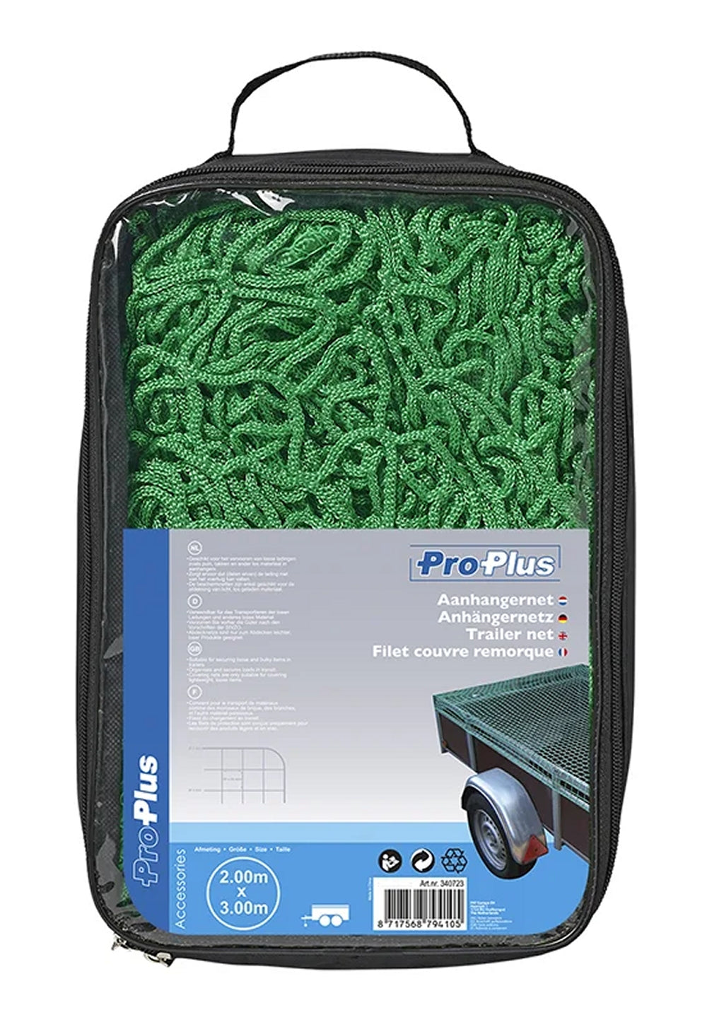 ProPlus 340723 Ladungssicherungsnetz Anhängernetz 2,0 x 3,0m mit festem Seil