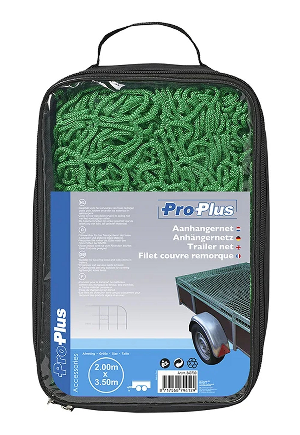 ProPlus 340730 Ladungssicherungsnetz Anhängernetz 2,0 x 3,5m mit festem Seil