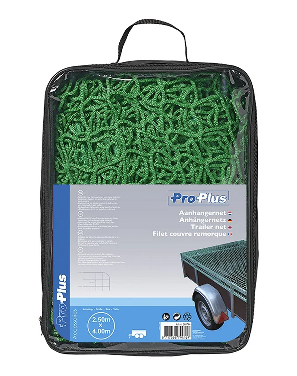 ProPlus 340744 Ladungssicherungsnetz Anhängernetz 2,5 x 4,0m mit festem Seil