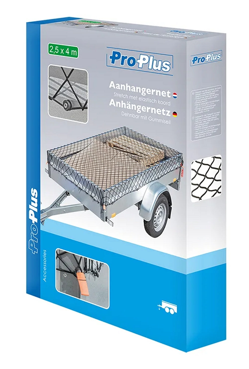 ProPlus 340796V02 Ladungssicherungsnetz Anhängernetz Stretch 2,5 x 4,0m mit GUMMIZUG