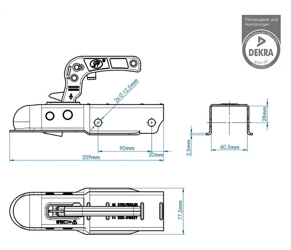 ProPlus 341004 Kugelkupplung eckig 60mm Anhängerkupplung