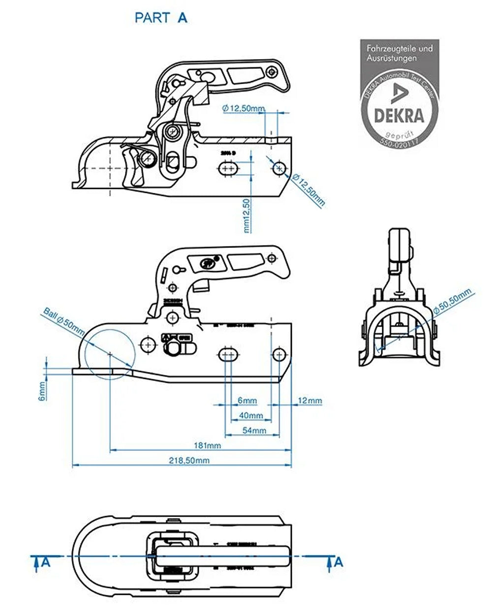 ProPlus 341044 Kugelkupplung rund Stahl 35-50mm Anhängerkupplung gebremst