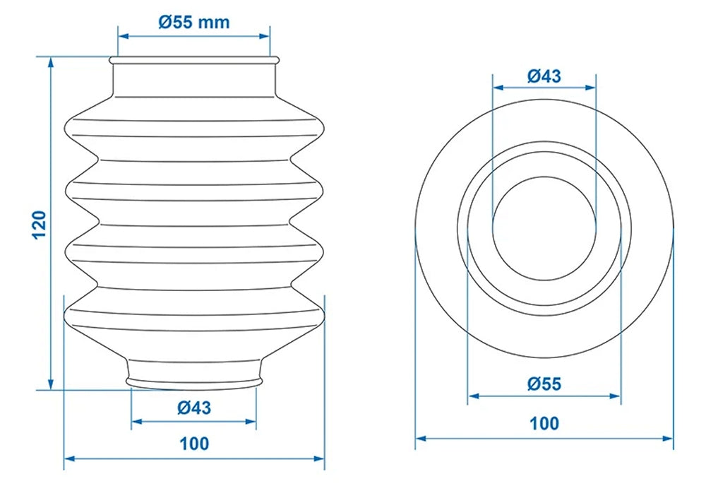 ProPlus 341083V01 Faltenbalg für Auflaufeinrichtung 45/60 L=150mm für BPW ZAF 1.0-1