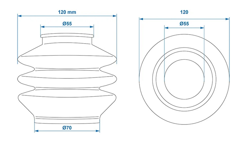 ProPlus 341086 Faltenbalg für Auflaufeinrichtung 55/70mm L=115mm für AL-KO 2,8VB/1
