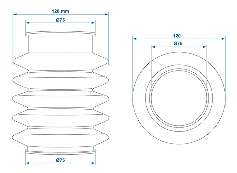 ProPlus 341091 Faltenbalg für Auflaufeinrichtung 27/30/35 75/75mm für Knott KF/KRV/KFG
