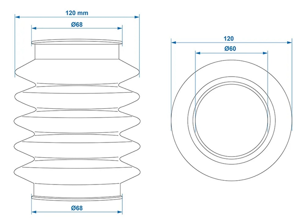 ProPlus 341091V01 Faltenbalg für Auflaufeinrichtung 60/70mm L=165mm für Knott KF/KFG 27-30
