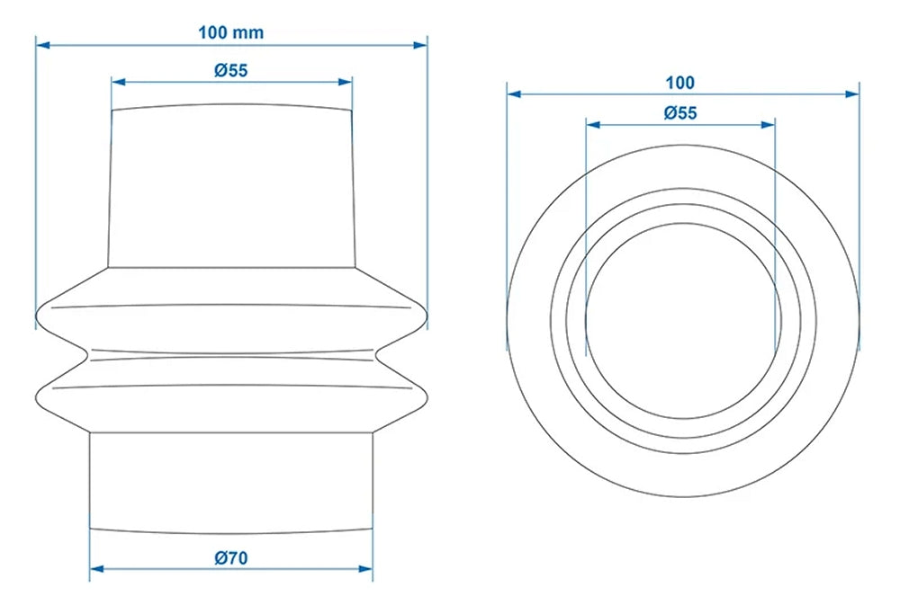 ProPlus 341093 Faltenbalg für Auflaufeinrichtung 55/70mm für Peitz PAV/SR 0,7-2,7