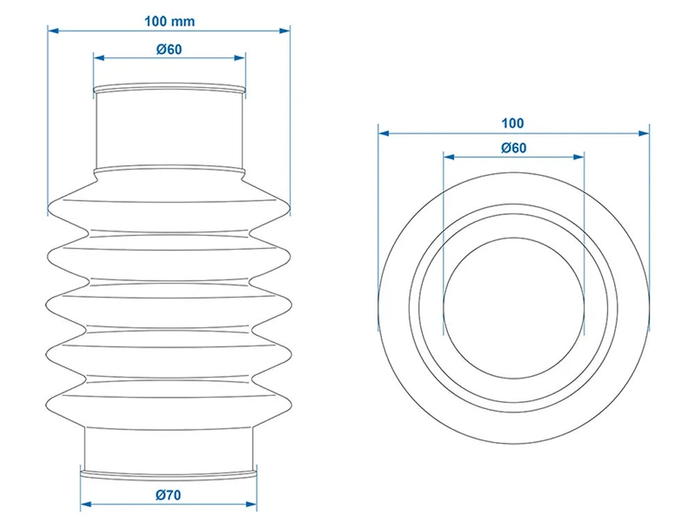 ProPlus 341095 Faltenbalg für Auflaufeinrichtung 60/70mm für Peitz PAV/SR 0,7-2,7 X/MX