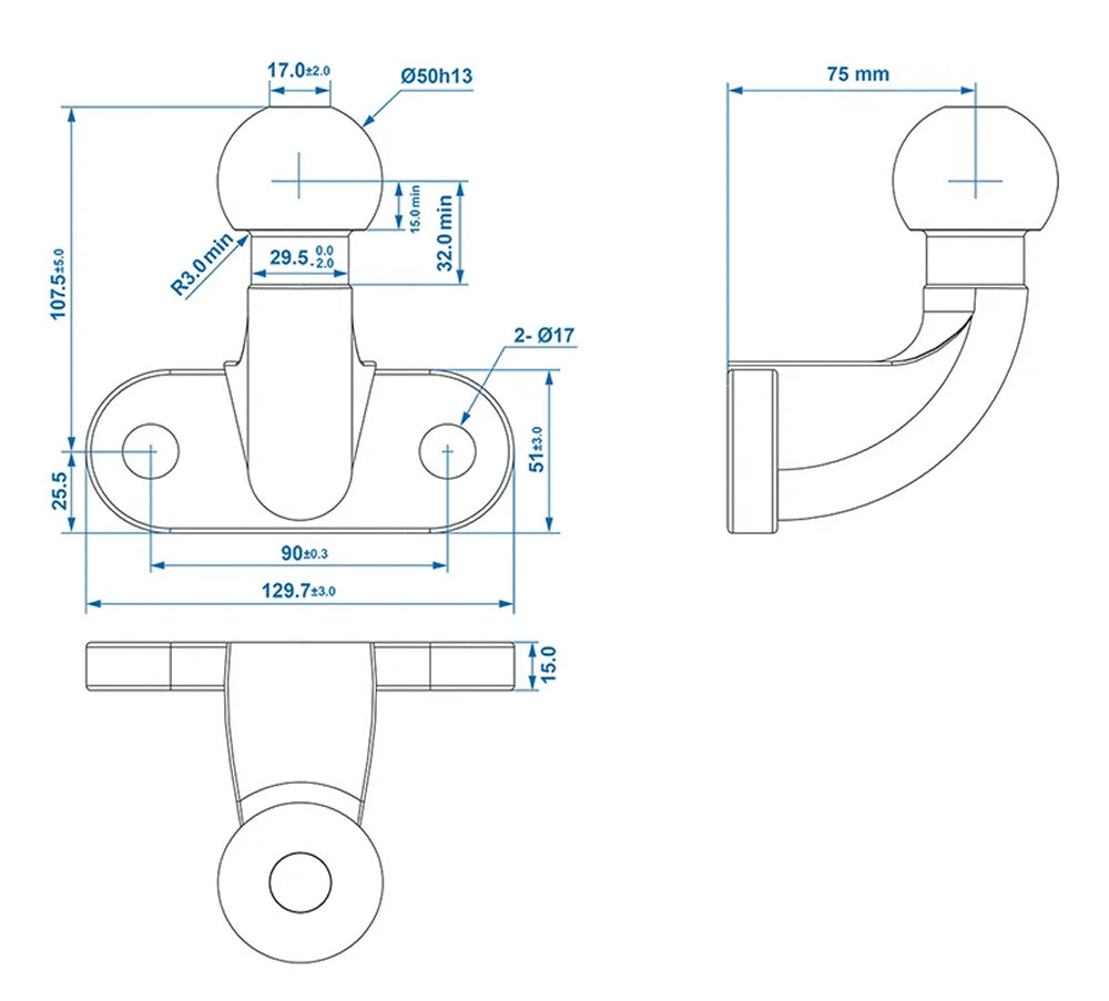 ProPlus 341212 Anhängerkupplung silber rechtwinklig max. 3,5t D-Wert 17,2kN