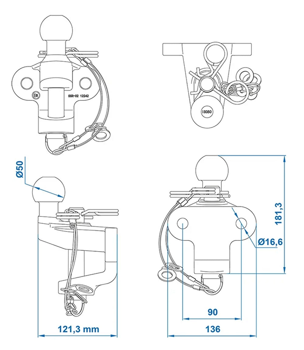 ProPlus 341213V02 Anhängerkupplung schwarz zweifach Ausführung max. 3,5t D-Wert 17,2kN
