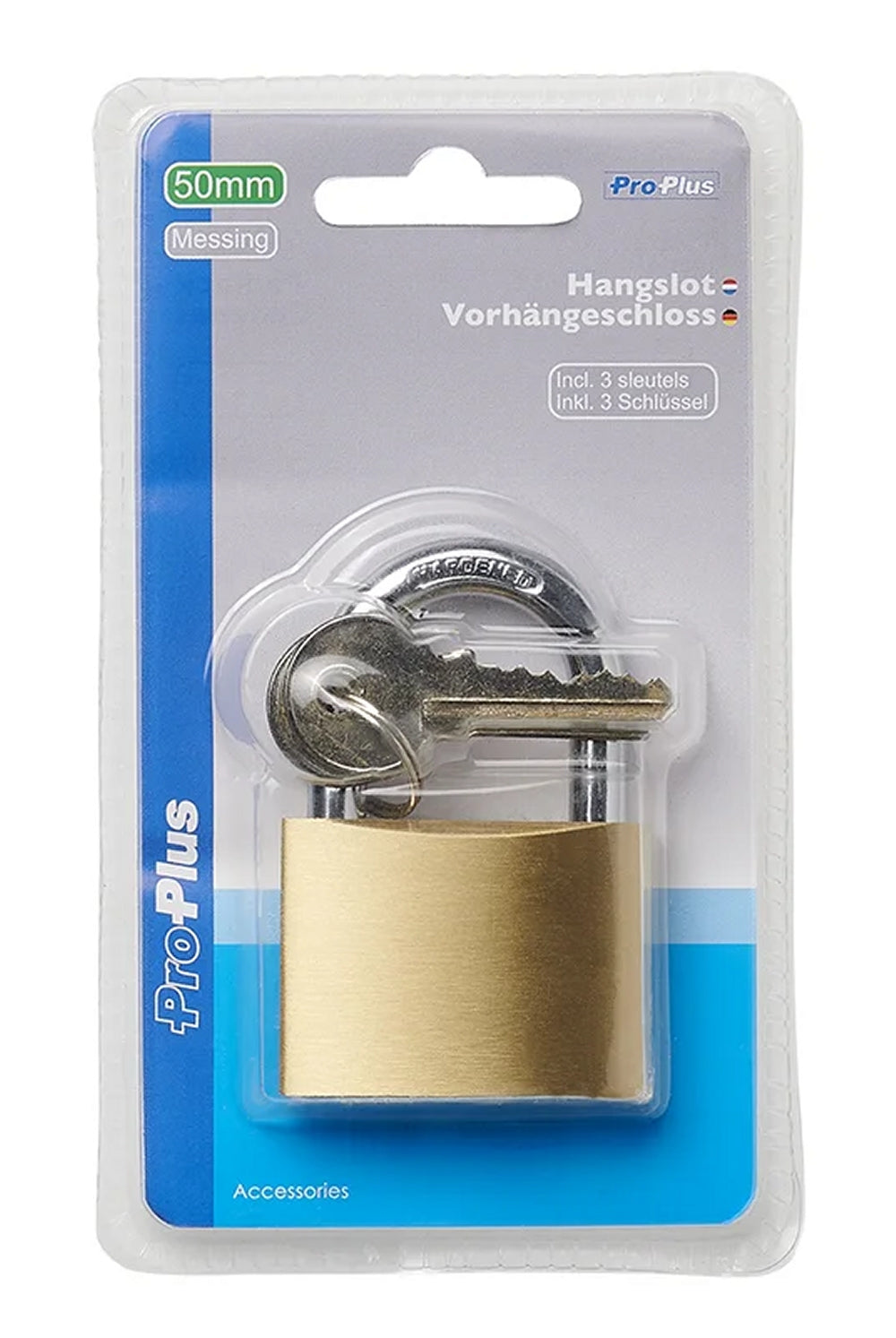 ProPlus 341315 Vorhängeschloss mit 3 x Schlüssel Breite 50mm Messing