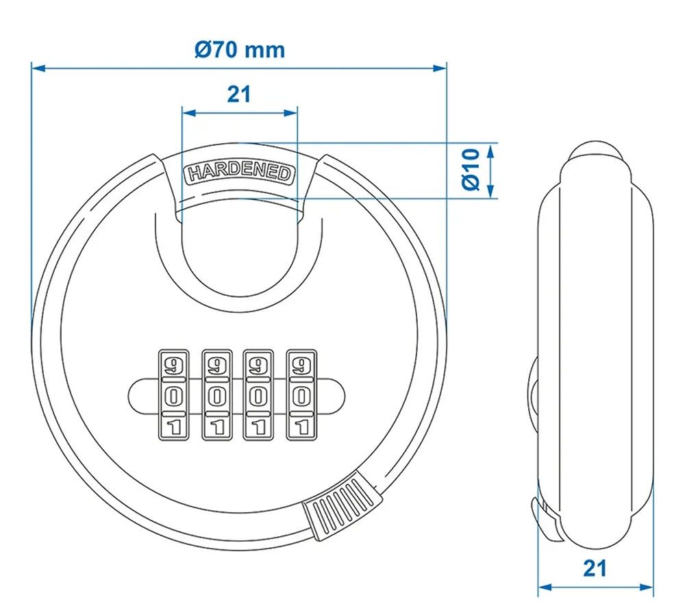 ProPlus 341317 Rundbügel Vorhängeschloss Zahlenkombination 4stellig