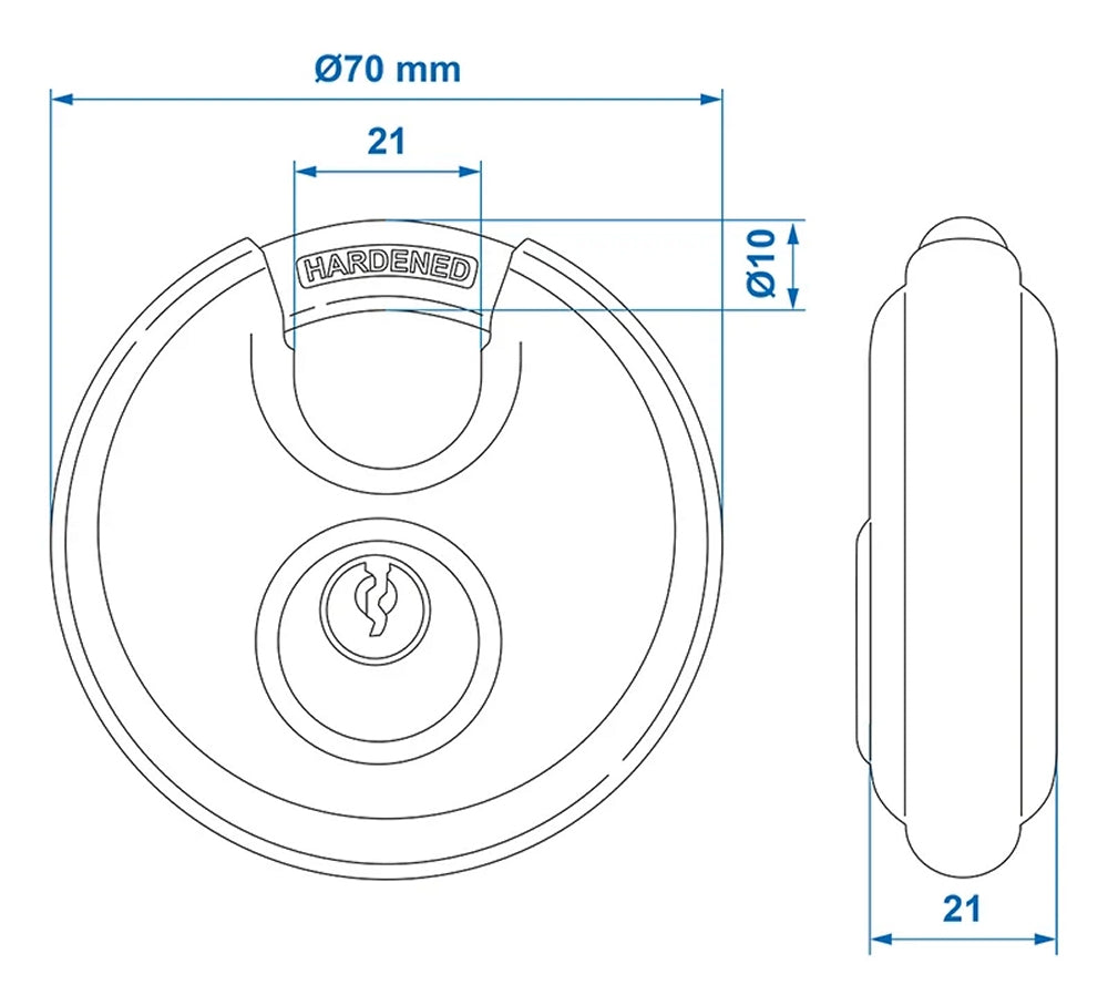 ProPlus 341320 Rundbügel Vorhängeschloss je 3 Schlüssel Ø 70mm