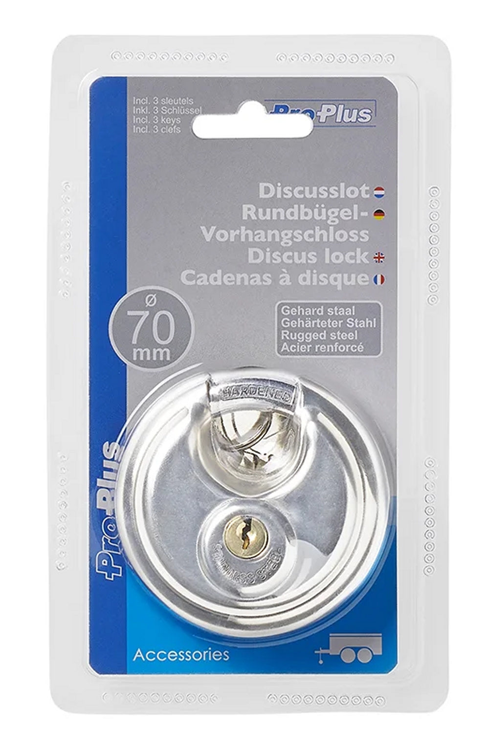 ProPlus 341320 Rundbügel Vorhängeschloss je 3 Schlüssel Ø 70mm