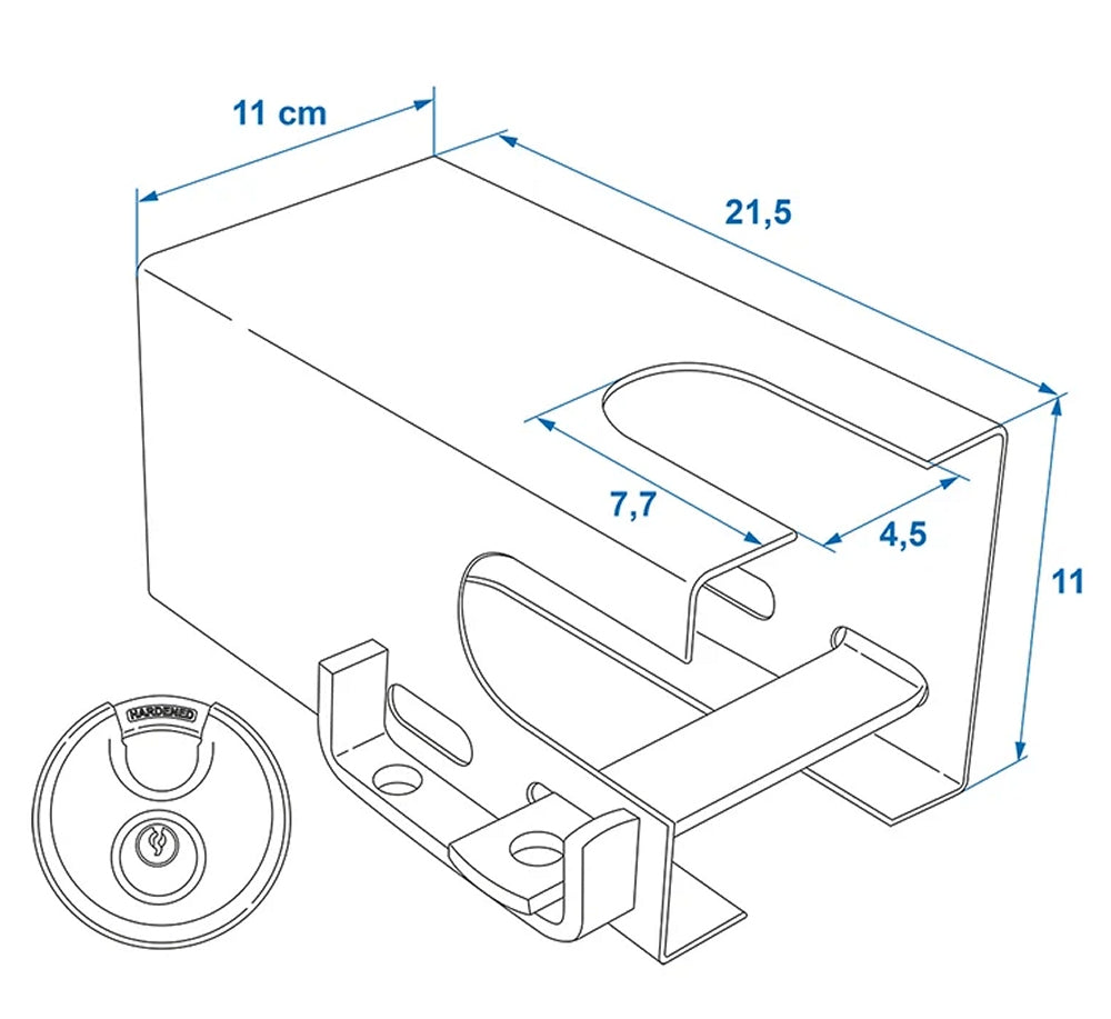 ProPlus 341325PMS Diebstahlsicherung Kastenschloss mit Rundbügel Vorhängeschloss für Anhänger
