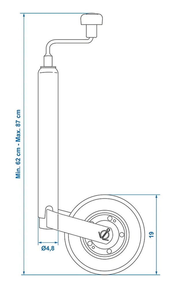 ProPlus 341501 Stützrad 48mm Metallfelge mit Vollgummireifen 200x50mm