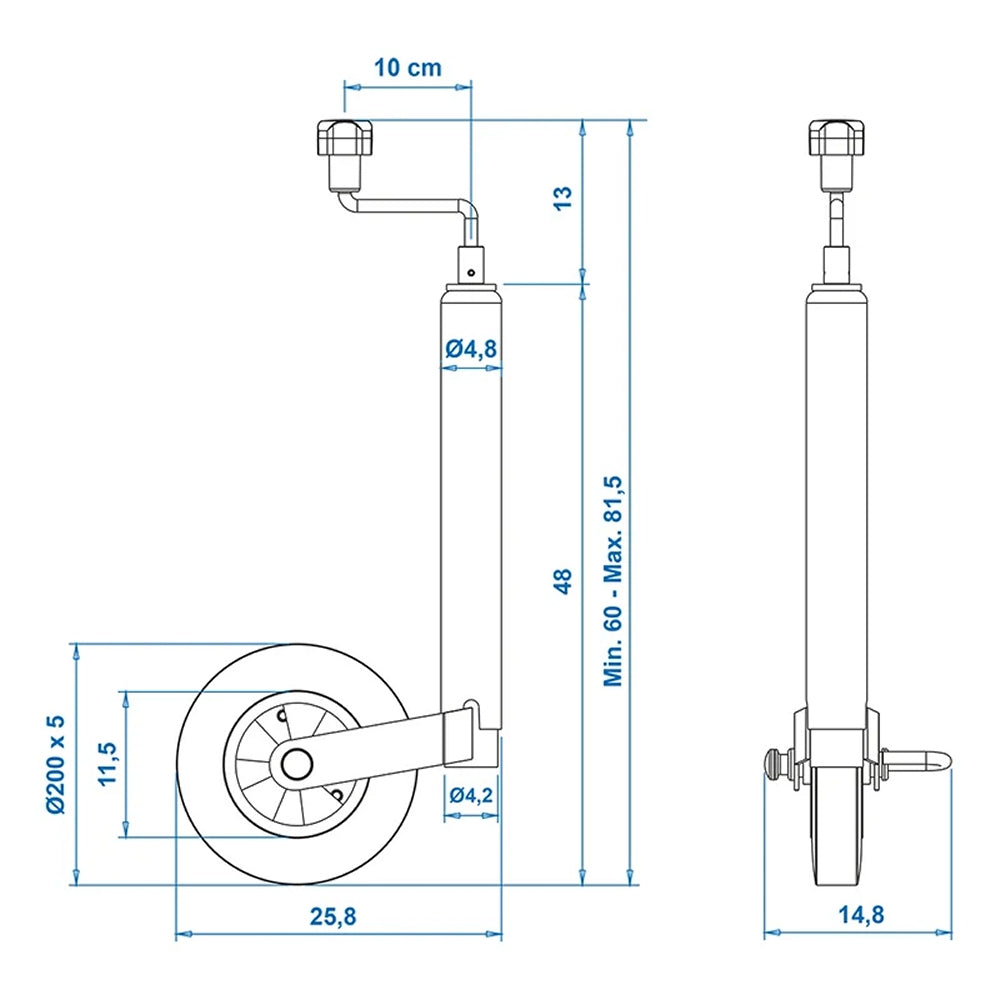 ProPlus 341501V01 Stützrad 48mm Kunststofffelge mit Vollgummireifen 200x 50mm Bremsfunktion