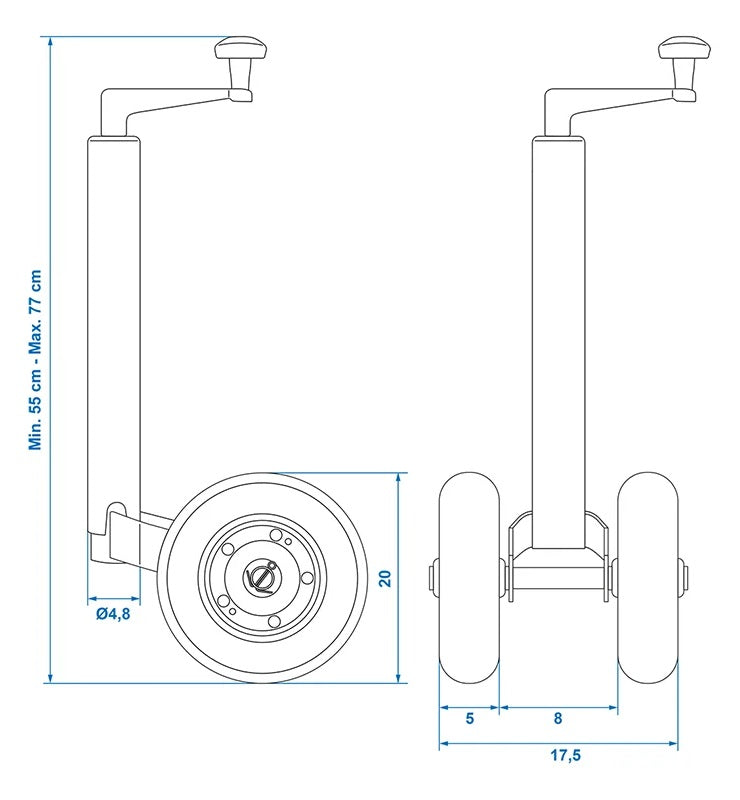 ProPlus 341508PUV01 Stützrad 48mm mit massiven PU-Reifen 200x50mm