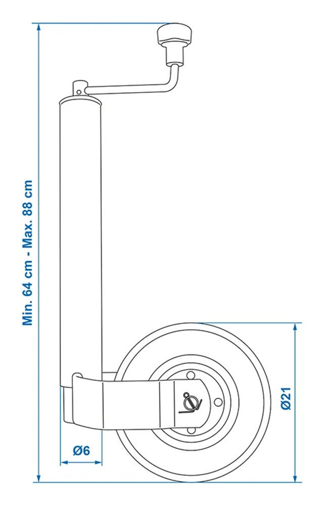 ProPlus 341512 Stützrad 60mm Metallfelge mit Vollgummireifen 220x65mm