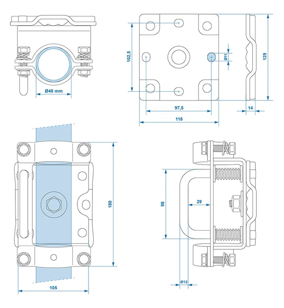 ProPlus 341532V01 Klemmschelle 48mm kippbar für Stützrad Klemme