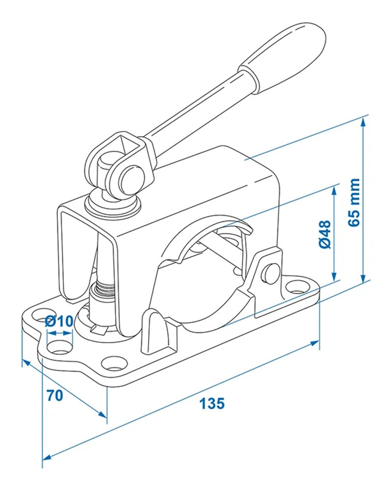 ProPlus 341536 Klemmschelle 48mm Guss mit Klappknebel für Stützrad Stützradhalterung