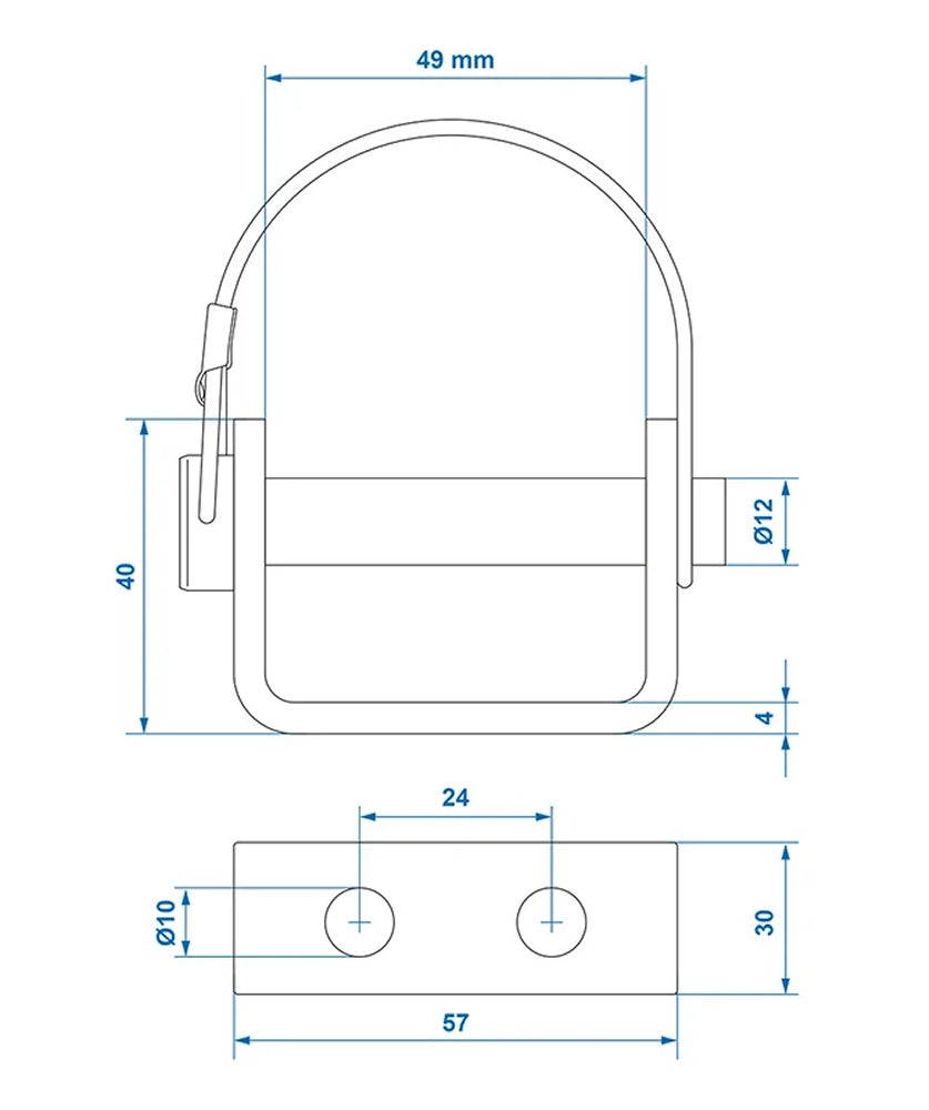 ProPlus 342044 Heckklappenscharniere Halterung 71mm / Ø12mm mit Sicherungsfeder und Stift
