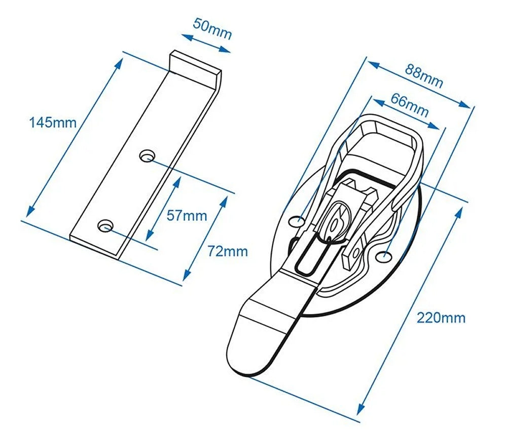 ProPlus 342108 Exzenterverschluss 220x40mm + Gegenhalter Bordwandverschluss