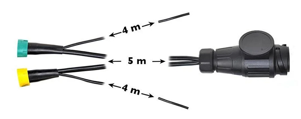 ProPlus 343091 Kabelsatz 5 Meter mit Stecker 13 polig 2 Steckverbinder 5 polig & DC Abgang 4 Meter