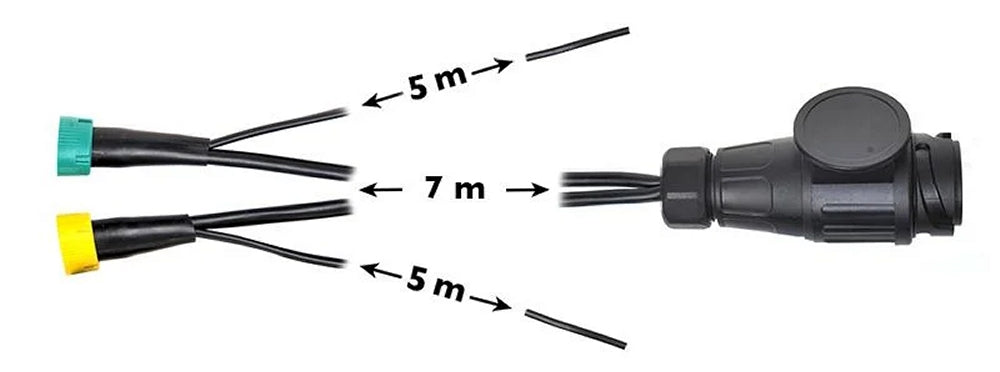 ProPlus 343092 Kabelsatz 7 Meter mit Stecker 13 polig 2 Steckverbinder 5 polig & DC Abgang 5 Meter