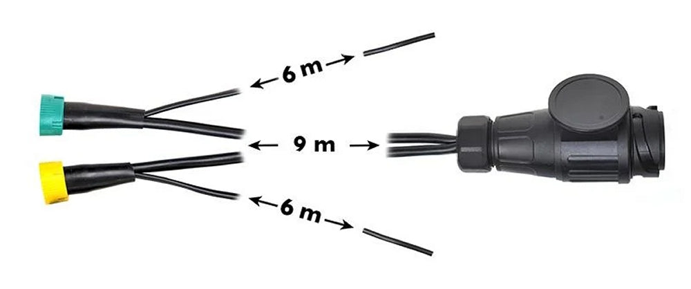 ProPlus 343093 Kabelsatz 9 Meter mit Stecker 13 polig 2 Steckverbinder 5 polig & DC Abgang 6 Meter