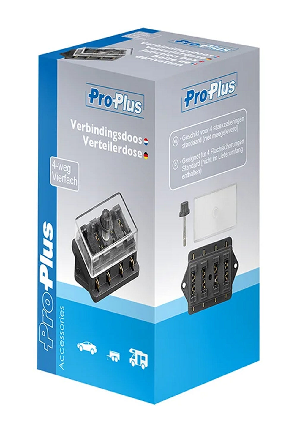 ProPlus 343104 Verteilerdose Verteilerblock 4 fach mit Halter für 4 Flachsicherungen