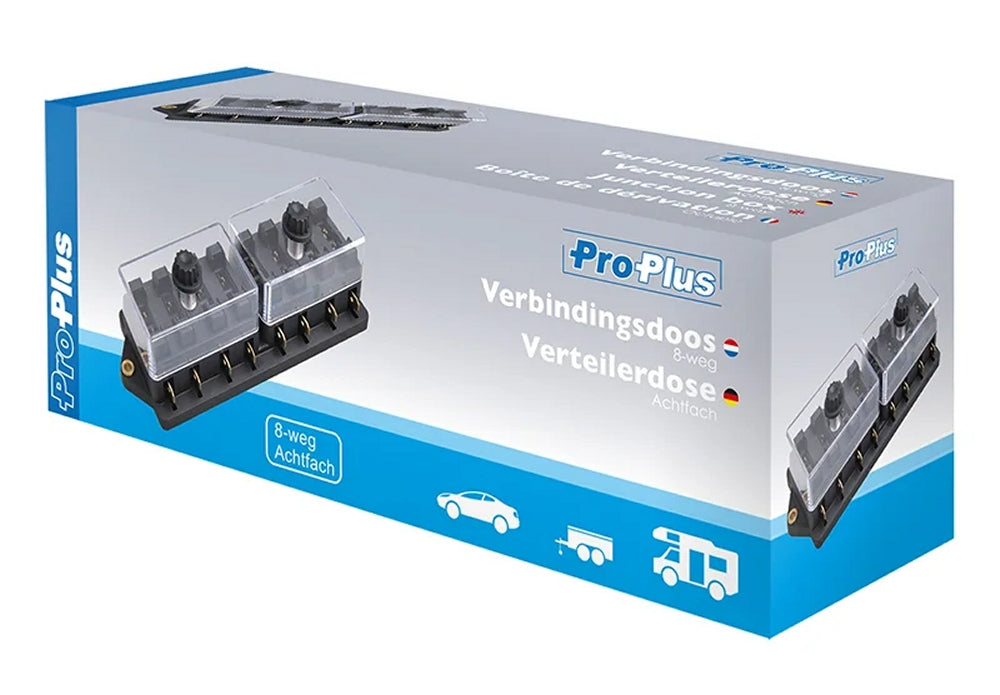 ProPlus 343108 Verteilerdose Verteilerblock 8 fach mit Halter für 8 Flachsicherungen