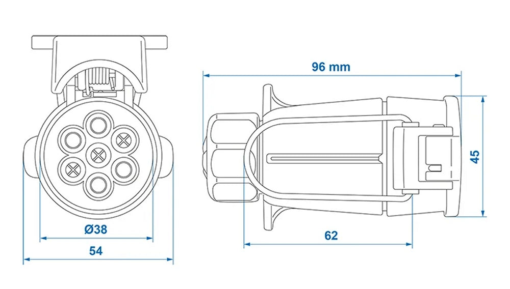 ProPlus 343501 Steckdose 7 polig PVC fliegend mit Haken Anhängersteckdose