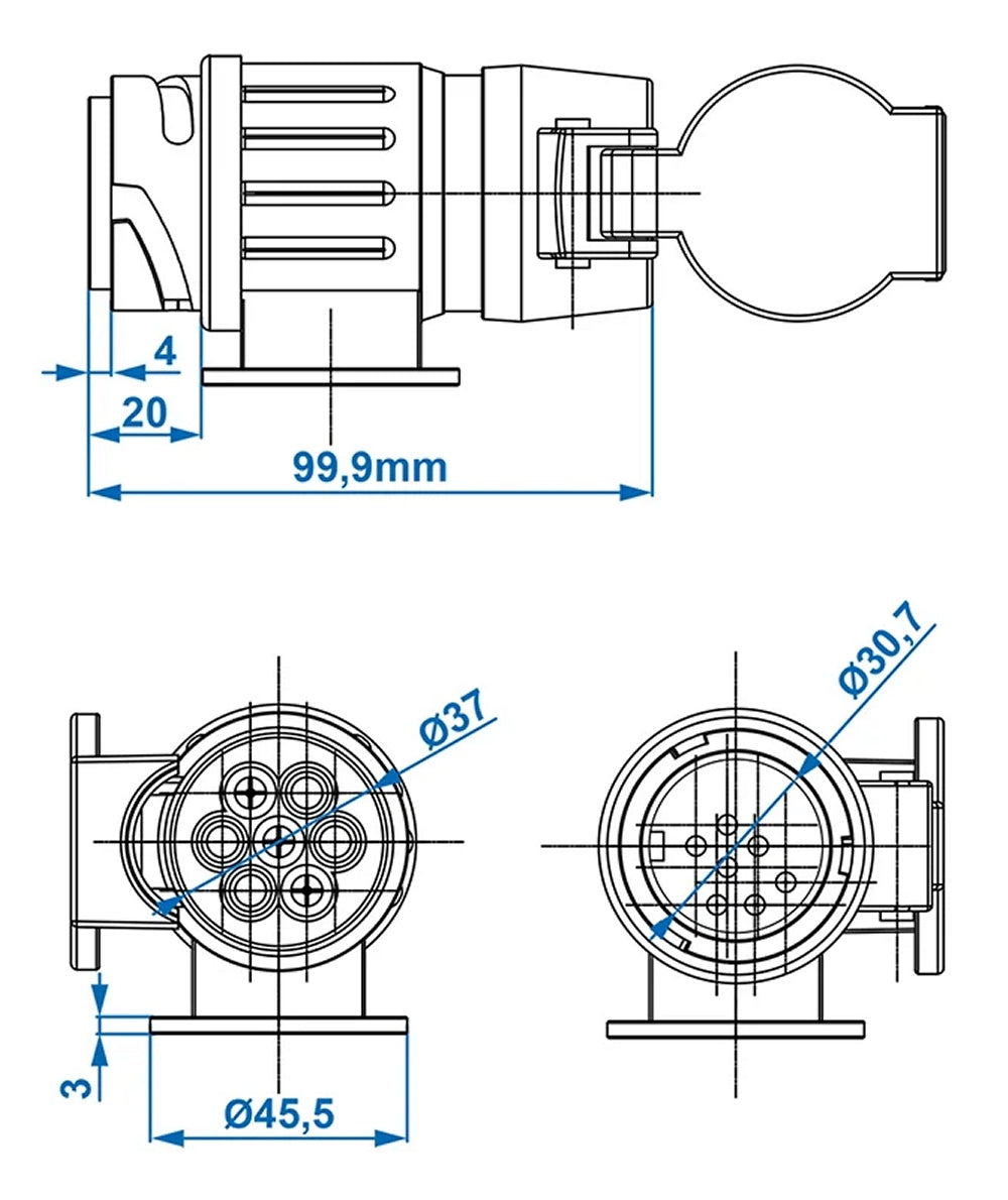 ProPlus 343514 Anhänger Adapter von 13 auf 7 polig Kurzadapter