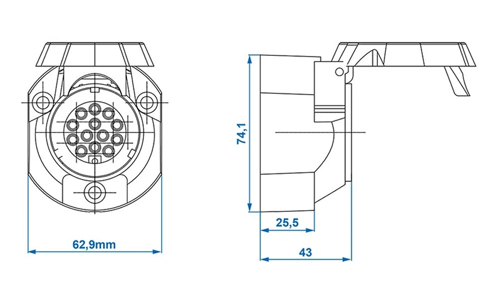 ProPlus 343521 Steckdose 13 polig PVC System Jaeger Anhängersteckdose